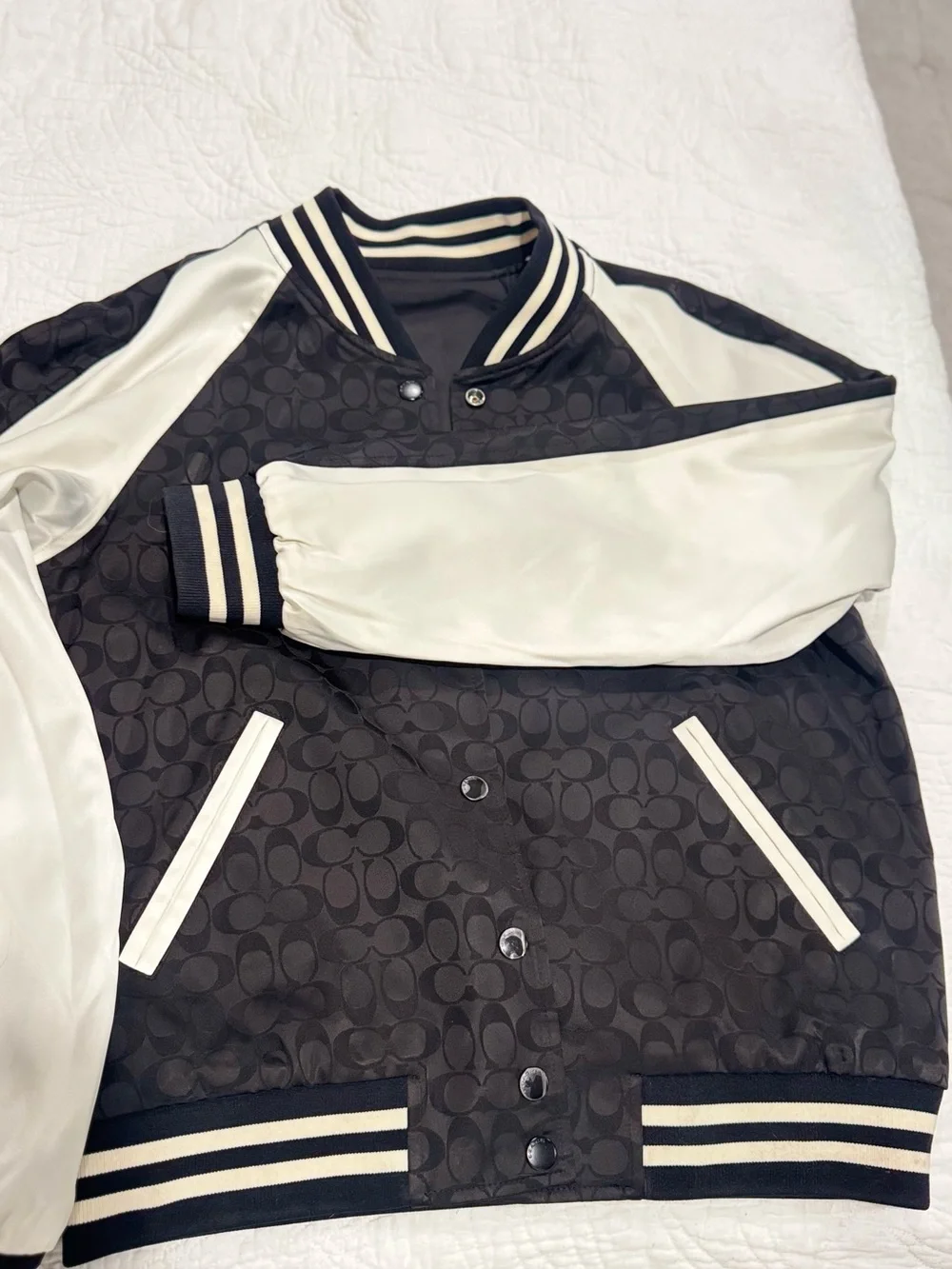 Coach Black and White Bomber Varsity Jacket